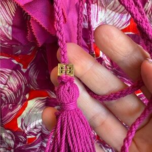 Tori Burch fuchsia floral tunic size 4 tie detail